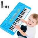 Kids Piano Keyboard Toy for Toddlers 37 Key Electric Pianos with Microphone Toys for 3 4 5 6 7 Year Old Girls Boys Birthday Christmas Gifts (Blue)
