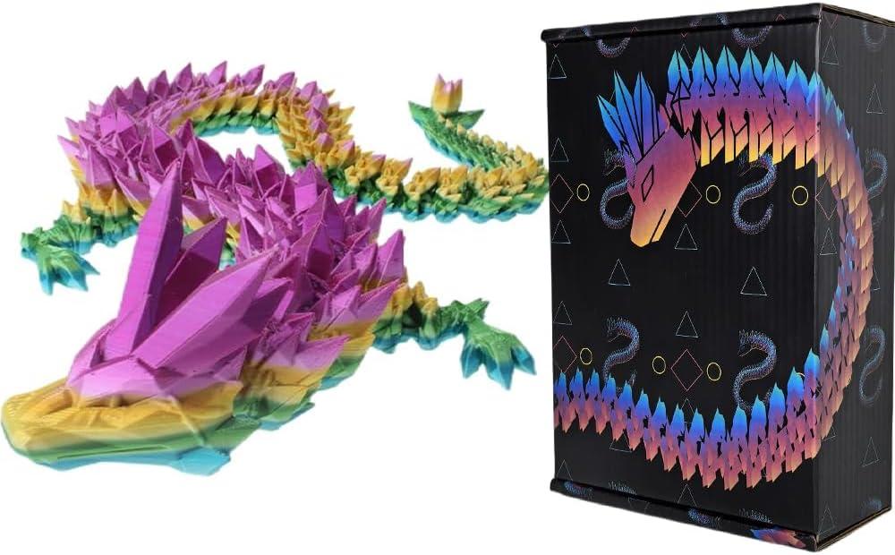 3D Printed 24inch Crystal Dragon Christmas Fidget Toy Gifts for Adults Easter Basket Stuffers24" Crystal Dragon