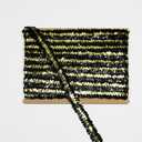 Sequin Ribbon Trim Polyester Braided Ribbon 10 Yards 30mm Wide Lace Trim for Sewing Crafts Clothing Curtains Accessories Lampshade Home DIY Decoration (Black Golden, 30mm Wide)