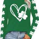 St Patricks Day Shirt Women Lucky Shamrock T-Shirt Saint Patricks Day Long Sleeves (Green, XL)