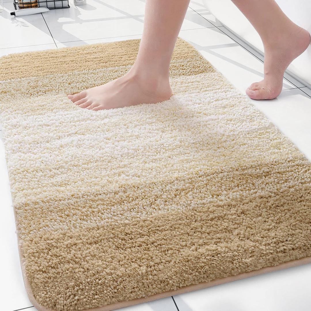Arotive Microfiber Bathroom Rugs, Shaggy Soft and Absorbent Bath Rug, Non-Slip, Thick Plush Machine Washable Dry Bath Mats for Bathroom, Tub and Shower, 30x20, Camel, Rectangular
