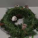 National Tree Company 24 in Pre-Lit Crestwood Spruce Artificial Christmas Wreath, Christmas Decoration with Glitter, Pinecones, Red Berries, 50 Clear LED Lights, 160 Tips, Timer, Green