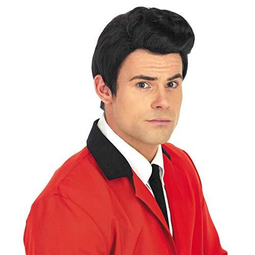 fun shack 50's Men's Black Wig with Sideburns, 1950s Costume Wig for Men, Retro Black Wig for Boys, One Size