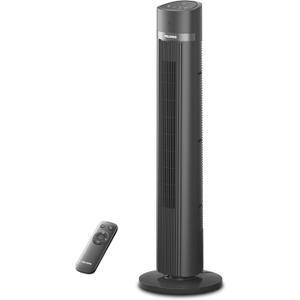 PELONIS 40 inch Bladeless Tower Fan for Bedroom, Standing Fan with Remote Control, 26ft/s, 90 Oscillation, 3 Speed Settings, 27 Db, 3 Modes, 15-Hour Timer, LED Display, Fan that Blows Cold Air, Grey