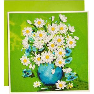 Handcraft 3D Quilling Greeting Card Daisy Flower Design for Him, Her, Friend, Mom, Daughter, Sister for Birthday, Mother's Day, Anniversaries Blank Inside, Includes Envelope, Ready to Gift