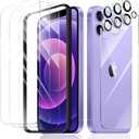 3+3+1+1-Pack, Screen Protector and Camera Lens Protector for iPhone 12 with Back Tempered Glass Film & Installation Alignment Aid, Tempered Glass Film, HD Protection, 9H Hardness
