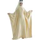Abaya Dress for Women Satin Batwing Sleeve Islamic Prayer Robe with Hijab (Gray)