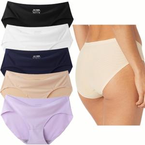 Womens Nylon Seamless Underwear Pack in High Waist Briefs and Low Rise Hipster for Legging No Show Panties (X-Large)