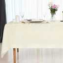 D'Moksha Homes Ivory Linen Tablecloth 60 x 108 Inch - 100% Pure Linen Ivory Table Cloth for Rectangle Tables - Classic Hemstitch, Machine Washable Tablecloth for Mothers Day, Spring