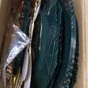 Joyido 125PCS Green and Gold Plastic Plates - Fancy Green Disposable Plates - Vintage Plate with Gold Plastic Silverware Set for 25 Guests for Party & Wedding