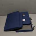 PRANDOM File Organizer Box - Set of 2 Collapsible Decorative Linen Filing Storage Hanging File Folders with Lids Office Cabinet Letter Size Navy Blue (14x9.3x10.8 inch)