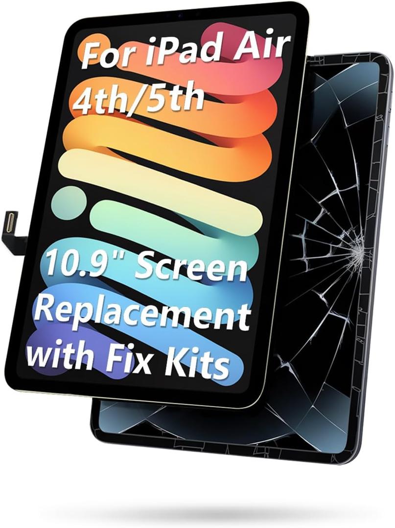 LHM for iPad Air 4th 5th Gen 10.9" LCD Screen Replacement Display Touch Glass Digitizer Assembly LED Backlit LCD Panel (Model:A2316 A2072 A2324 A2325 A2588 A2589 A2591) with Repair Kits