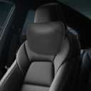 XAJGVCF Car Headrest Neck Pillow Bio Cotton Leather Headrest Suitable for Driving Office White (Black)