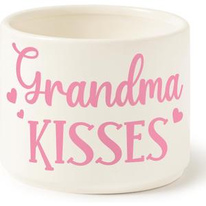 Candy Dish Cauldron, Mother Mini Ceramic Candy Bowl Tiered Tray Decor, Snack Serving Bowl Table Wishes Accents for Mother'Day Party Birthday Home Kitchen Events (Grandma Kiss)