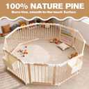 Foldable Wooden Baby Playpen, Adjustable Safety Playpen, 86x57x25in