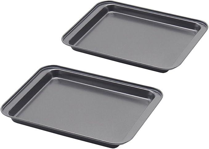 Little Small Baking Sheets Nonstick Set of 2 (9.5inch X 7.1inch)  SS&CC 8 Inch Nonstick Baking Toaster Oven Tray Cookie Sheets, 1 or 2 Person Household