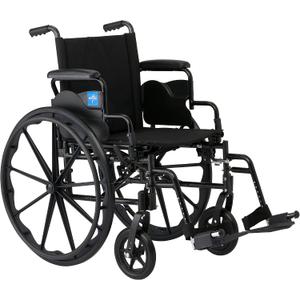 Medline 16 Foldable K4 Wheelchair with Swing-Back Desk-Length Arms & Swing-Away Footrests, 300 lbs. Capacity, Transport Chair for Adults & Seniors