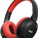 acer Kids Bluetooth Headphones, 85/94dB Volume Limiter, Foldable Wireless Over-Ear Headphones for iPad, Travel, 60H Playtime, Bluetooth 6.0, Built-in Mic, Black Red