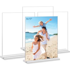 Acrylic Picture Frames 8x10 inches, 4 Pack Clear Plastic Picture Frames Holder Standing,8x10 Double Sided Picture Desktop Display for Photo Home Office - Vertical