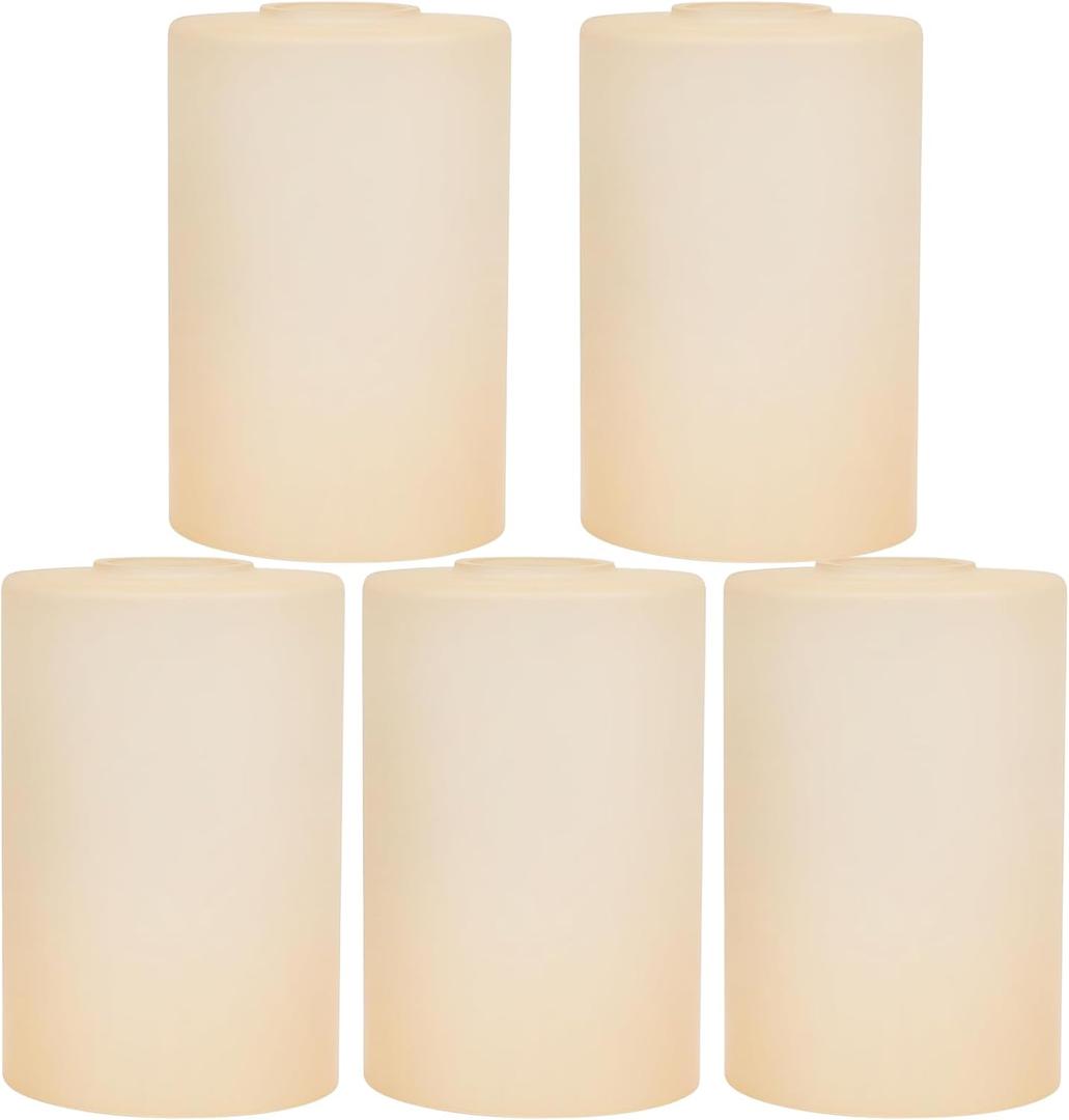 Glass Lamp Shade Replacement Globe & Cover for Light Fixture, 6-1/16" Height 4-1/16" Diameter, 1-5/8 inch Fitter, 5 Pack Light Amber Frosted Cylinder Glass Shade