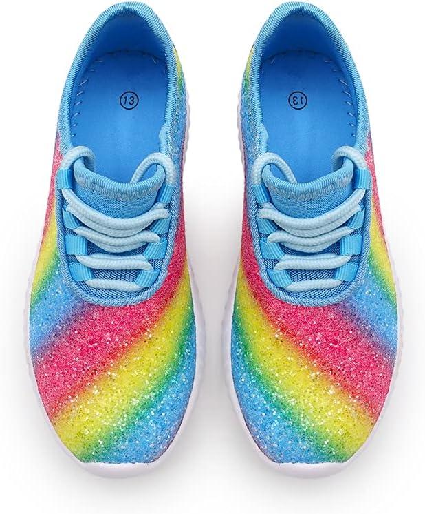 K KIP WOK Girls Glitter Sneakers Sparkle Slip On Walking Shoes for Kids/Children Breathable Running Sneakers (Size 2 Little Kid)