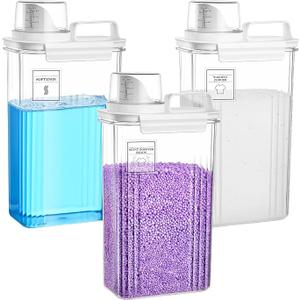 Laundry Detergent Dispenser for Laundry Room,94oz Fabric Softener Dispenser,Liquid Laundry Detergent Container,Laundry Detergent Organizer for Laundry Room Organization with 6 Labels,3 Pack