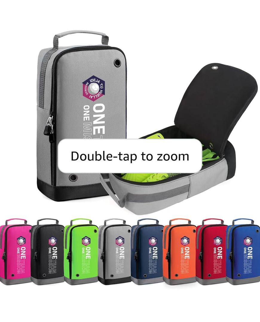 brooman Youth Adult Soccer Shoe Bag Sport Gear Waterproof Zippered Shoe Storage Organizer for Gym Golf Football Travel (Grey)