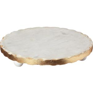 Mud Pie Marble Trivet, 1 1/4" x 8 1/2" dia, Gold