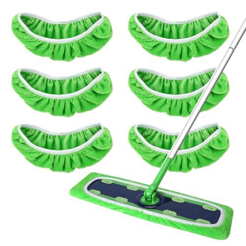 Yicotira Reusable Microfiber Mop Pads for Swiffer - XL Dry Sweeping Cloths & Wet Pads Refills - Heavy Duty Mopping Cloths, 6 Pack