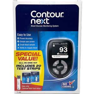 Ascensia CONTOUR NEXT GEN Blood Glucose Monitor AllInOne Kit with 20 Test Strips, Accurate Blood Sugar Monitor, EasytoUse Glucose Meter, Portable and Reliable Diabetes Testing Kit