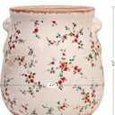Xiaan Jiaju Ceramic Vases for Centerpieces, Shabby Chic Vase & Flower Pot with Drainage, Country Chic Decor for Office Room Garden Balcony Mantel Fireplace Table & Shelf, Red Floral