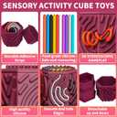 Sensory Activity Cube with 10 Strings - Anxiety Relief Fidget Toy for Children/Adults, Autism ADHD Focus, Compact Stress Reducer for Travel (red)