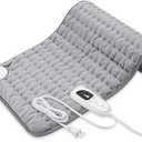 Deepsoon Heating Pad,Electric Heating Pads for Back,Neck,Moist Heating Pad for Abdomen Shoulder Knee Legs,Dry/Moist Heat&Auto Shut Off,Mother's Day Birthday for Men and Women,Silver,24x12 Inch