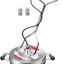 WOJET 20" Pressure Washer Surface Cleaner with 4 Wheels & Dual Handles, 4500PSI Stainless Steel Surface Cleaner Attachment for Pressure Washer for Concrete Driveway Sidewalk Deck Patio, Commercial Grade