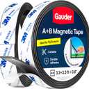 GAUDER A+B Magnetic Tape I Magnetic Strips with Adhesive Backing for Fly Screen & More | Magnetic Tape Roll (3.3 ft + 3.3 ft)