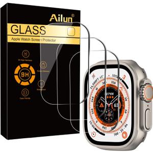 Ailun for Apple Watch Ultra 3/Ultra 2/Ultra Screen Protector [49mm], Tempered Glass Film, Anti-Scratch, High Definition, Touch Sensitive[3 Pack][Clear]