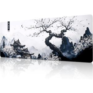 Japanese Mouse Pad, Large Japanese Desk Mat, XL Anime Gaming Keyboard Mat, Non-Slip Rubber Base, Big Extended Mousepad for Home Office, 47.2 x 15.7, 47.2L x 15.7W inches