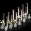 Teenyyou 12 Set Hurricane Glass Candle Holders and 12 Set Glass Bud Vases