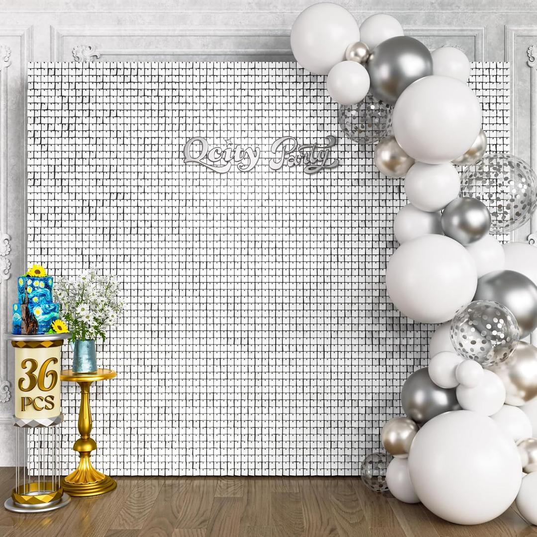 Matte White Sequin Wall Backdrop 36PCS