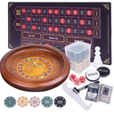 Wooden Roulette Wheel Set, Solid Wood Roulette Wheel With Retractable Chip Rake，200 Chips, Roulette Marker, 2 Decks of Cards, 3 Dices,1 Dealer Button Win Marker, 6 Roulette Balls, 1 Storage Bag