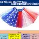 Red White Blue Tutu Skirt for Women Adult 3-Layer Plus Size Patriotic Tulle Skirt for 4th of July, USA Theme Party Costume (Blue)