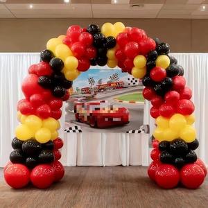 Race Car Balloon Garland Arch Kit 100 Pcs Red Black Yellow Latex Balloons for Race Car Theme Birthday Party Valentines Day Decorations