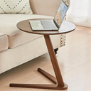 Uniclinens C-Shaped Solid Wood Round End Table, Side Table for Couch, Sofa Tables Slide Under Couch for Living Room, Small Nightstand for Small Space, Walnut