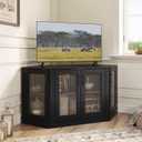 Panana Corner TV Stand - 47 Inch Media Console with 4 Doors and Shelves, Living Room Storage Entertainment Center for TVs up to 51 Inch (Black), Onesize
