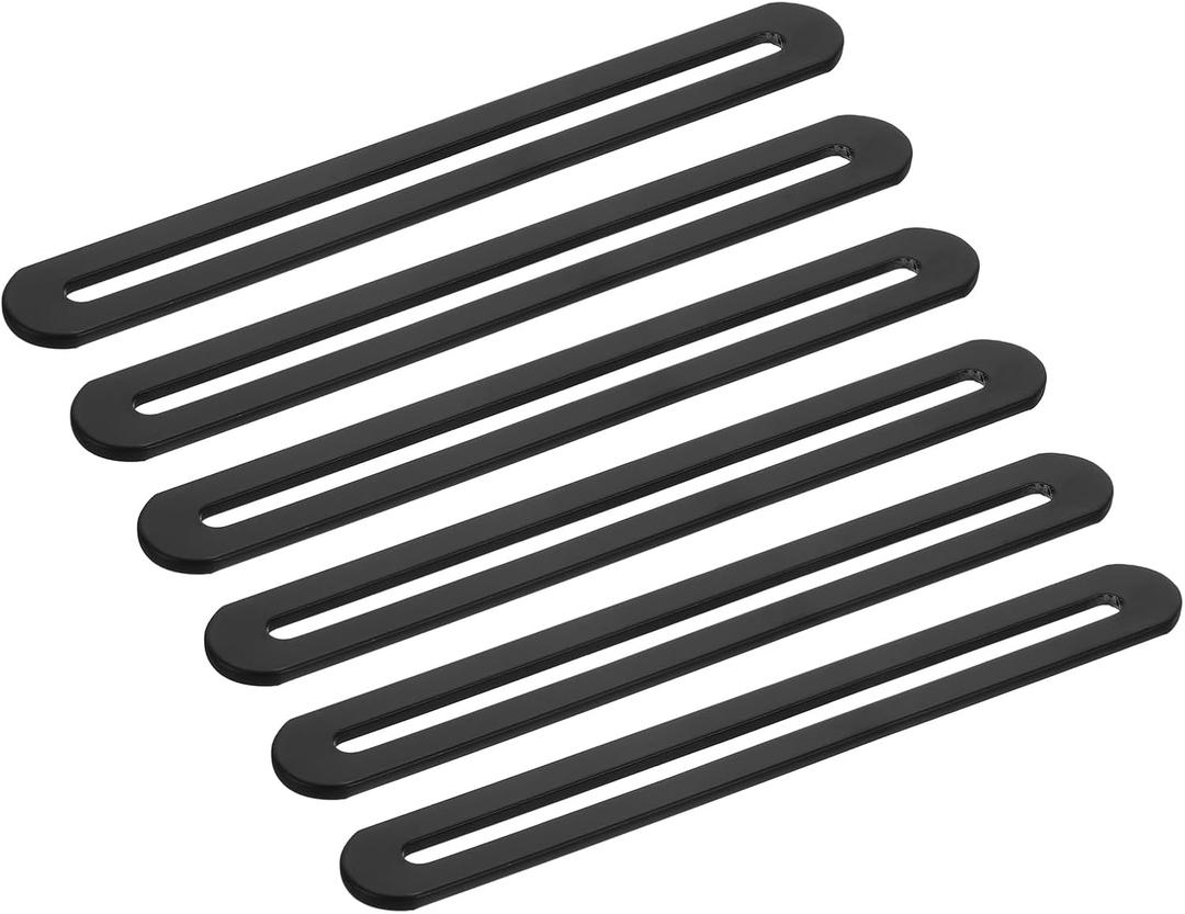 uxcell 6Pcs Adjustable Flat Mending Plate Support with Slot, 6.1 x 0.75 Inch Stainless Steel Slotted Straight Brace Brackets for Wooden Furniture, Black