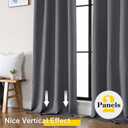 Grey Blackout Curtains for Bedroom Living Room 72 Inches Long 2 Panels Set, Soft Solid Thermal Room Darkening French Door Curtain, Modern Rod Pocket Design, Grey, 40" Wx72 L