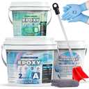 3 Gallon 100% Solids Industrial Epoxy Floor Coating Kit - Self-Leveling, Highly Durable Clear Resin Paint | Ideal for Counter Tops, Garages, Basements, Warehouses, Concrete Floors & Wall Repair-Clear