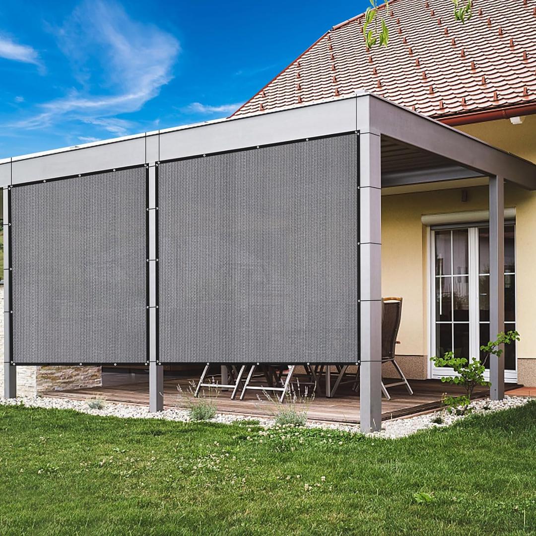 VICLLAX 90% Shade Fabric Sun Shade Cloth Privacy Screen with Grommets for Patio Garden Pergola Cover Canopy Carport 16x16 FT, Grey (Gray)