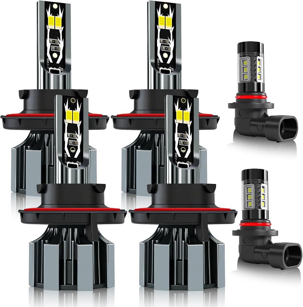 Fit For F250 F350 F450 F550 Super Duty (2005-2022) Light Bulbs Combo, Hi & Lo Beam Bulbs+ Fog Lights Bulbs Kit, 6500K White, Plug and play, Pack of 6