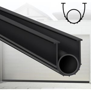Gaahing Garage Door Bottom Seal Strip, 9.8 FT Replacement Weather Stripping, Impact Buffer Sealing Weatherstrip, Fits 5/16" T-End Double Track (Black)